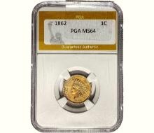 1862 Indian Head Cent PGA MS64