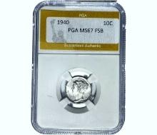 1940 Mercury Silver Dime PGA MS67 FSB