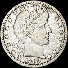 1908-S Silver Barber Quarter LIGHTLY CIRCULATED