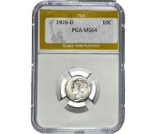 1926-D Mercury Silver Dime PGA MS64