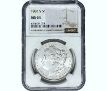 1881-S Morgan Silver Dollar NGC MS64