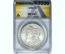1898-O Morgan Silver Dollar ANACS MS64