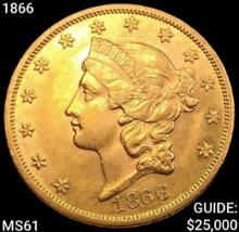 1866 $20 Gold Double Eagle UNCIRCULATED