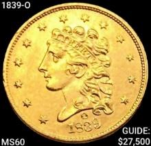 1839-O $2.50 Gold Quarter Eagle UNCIRCULATED