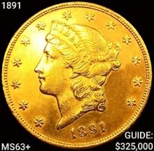 1891 $20 Gold Double Eagle CHOICE BU+