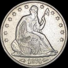 1874 Arrows Seated Liberty Half Dollar CLOSELY UNCIRCULATED