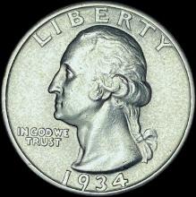 1934 Silver Washington Quarter CHOICE BU