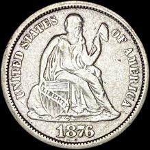 1876-CC Silver Seated Liberty Dime CLOSELY UNCIRCULATED