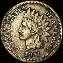 1871 Indian Head Cent NEARLY UNCIRCULATED