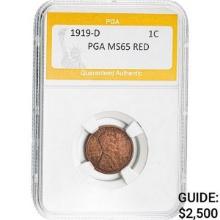 1919-D 1C Lincoln Wheat PGA MS65 RED