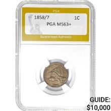 1858/7 1C Flying Eagle Cent PGA MS63+