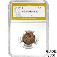 1919 1C Lincoln Wheat PGA MS65 RED