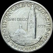 1935-S Silver California Pacific Expo Half Dollar GEM BU