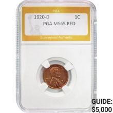 1920-D 1C  Lincoln Wheat PGA MS65 RED