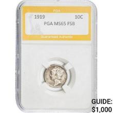 1919 Mercury Dime PGA MS65 FSB