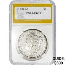 1881-S Morgan Dollar PGA MS65 PL SILVER