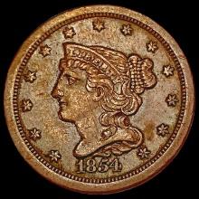 1854 Braided Hair Half Cent CLOSELY UNCIRCULATED
