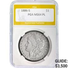 1886-S Morgan Dollar PGA MS64 PL SILVER