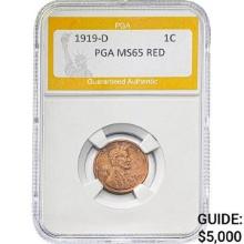 1919-D 1C Lincoln Wheat PGA MS65 RED