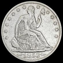 1853-O Arrows/Rays Seated Liberty Half Dollar NEARLY UNCIRCULATED
