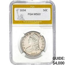 1834 Capped Bust Half Dollar PGA MS60