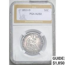 1853-O Arrows Seated Liberty Half Dollar PGA AU50