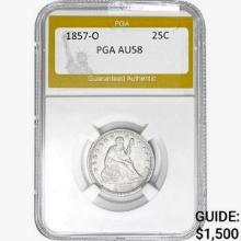 1857-O Seated Liberty Quarter PGA AU58