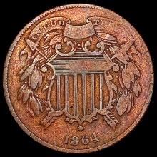1864 Sm Motto Two Cent Piece CLOSELY UNCIRCULATED
