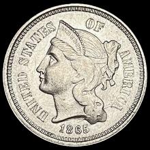 1865 Three-Cent Nickel CHOICE AU