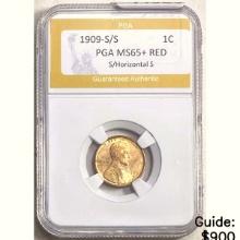 1909-S/S Horizontal S Wheat 1C PGA MS65+ RED