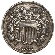1865 Fancy 5 Two Cent Piece