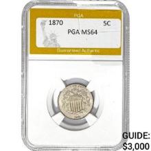 1870 Shield Nickel PGA MS64