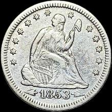 1853 Arrows Seated Liberty Silver Quarter LIGHTLY CIRCULATED