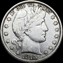 1915-D Silver Barber Half Dollar LIGHTLY CIRCULATED