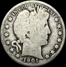 1901-S Silver Barber Half Dollar NICELY CIRCULATED