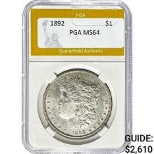 1892 Morgan Silver Dollar PGA MS64