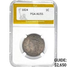 1824 Coronet Head Large Cent PGA AU55