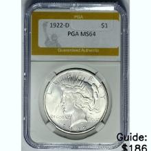 1922-D Peace Silver Dollar PGA MS64 SILVER