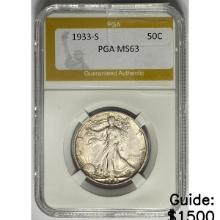 1933-S Walking Liberty Half Dollar PGA MS63
