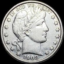 1908-S Silver Barber Half Dollar CLOSELY UNCIRCULATED