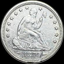 1874 Arrows Seated Liberty Quarter CLOSELY UNCIRCULATED