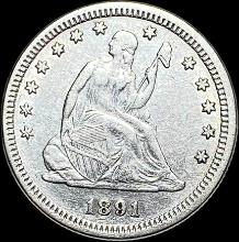 1891 Silver Quarter Dollar (Seated Liberty) CLOSELY UNCIRCULATED