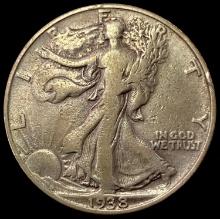 1938-D Walking Liberty Half Dollar LIGHTLY CIRCULATED