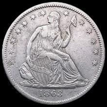 1863-S Seated Liberty Half Dollar CLOSELY UNCIRCUL CLOSELY UNCIRCULATED