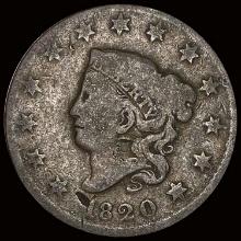 1820 Coronet Head Large Cent NICELY CIRCULATED