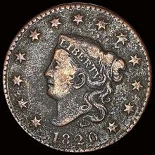 1820 Coronet Head Large Cent LIGHTLY CIRCULATED
