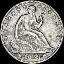 1853-O Silver Half Dollar (Arrows & Rays) NEARLY UNCIRCULATED