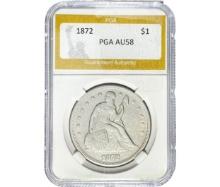 1872 Silver Trade Dollar PGA AU58