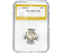 1940-S Mercury Silver Dime PGA MS67 FSB