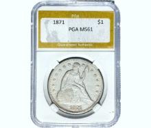 1871 Silver Trade Dollar PGA MS61